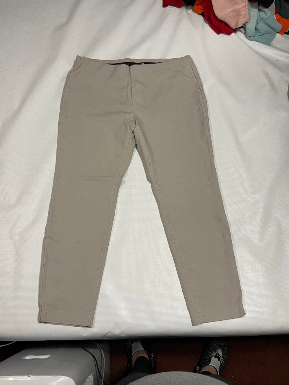 Crosby Khaki Ankle-Cut Pull-On Stretch Chino Pants, Size 12